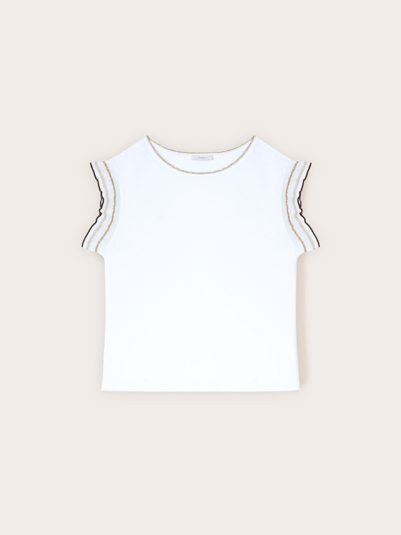 Tricou cu m&acirc;neci cu volane