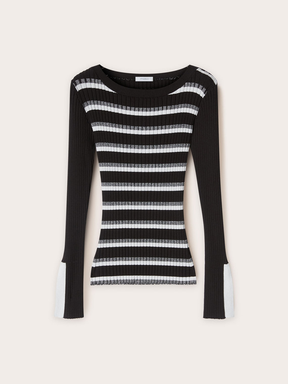 Maglia a coste a righe lurex