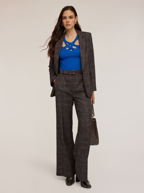 Pantalon palazzo teint en fil