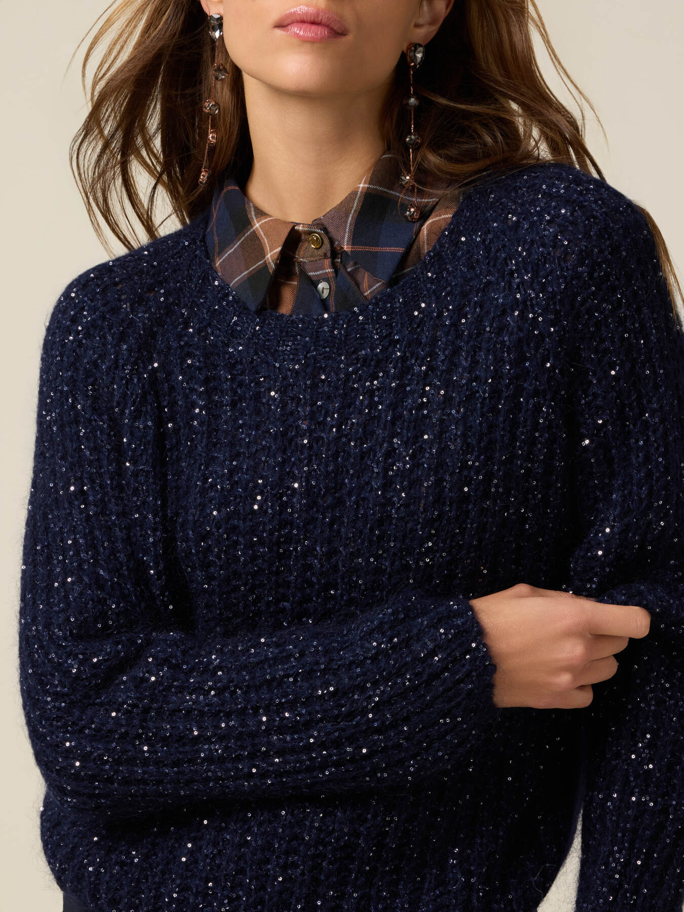 Maglia misto mohair con paillettes image number 2