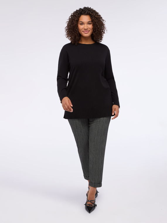 Crew neck sweater with decorative zippers