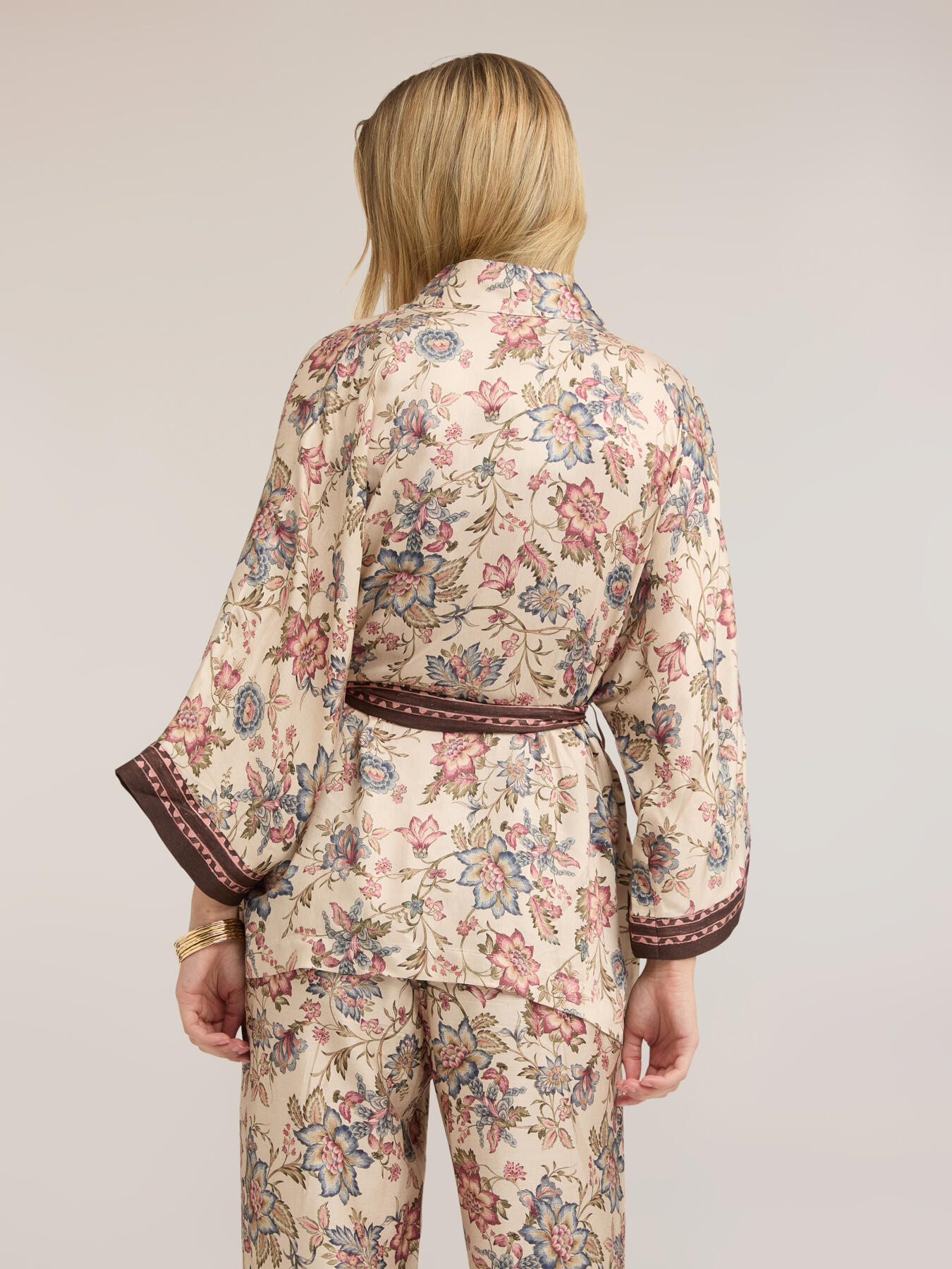 Camicia kimono in raso con stampa image number 1
