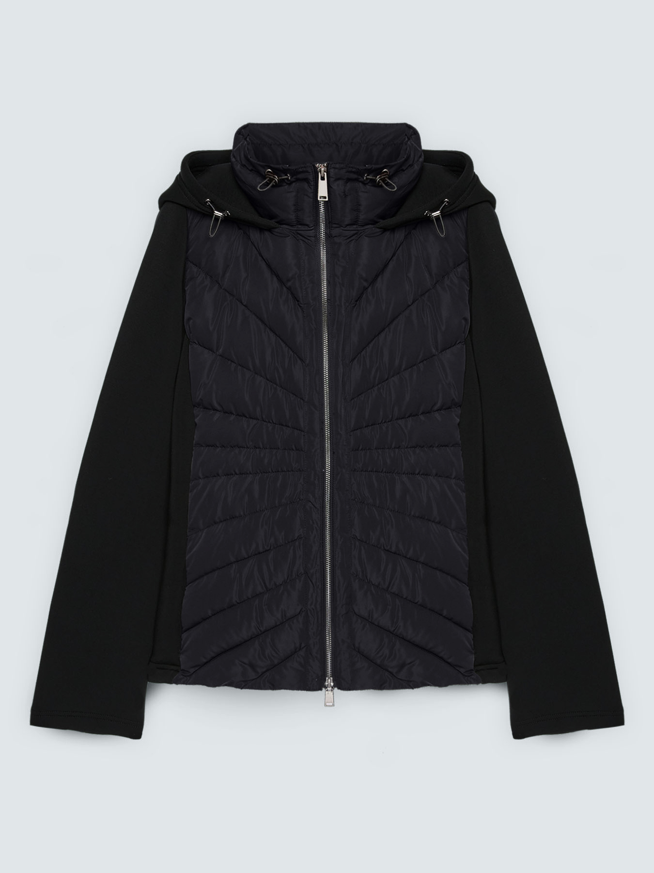 Bi-material chevron quilted puffer jacket image number 4