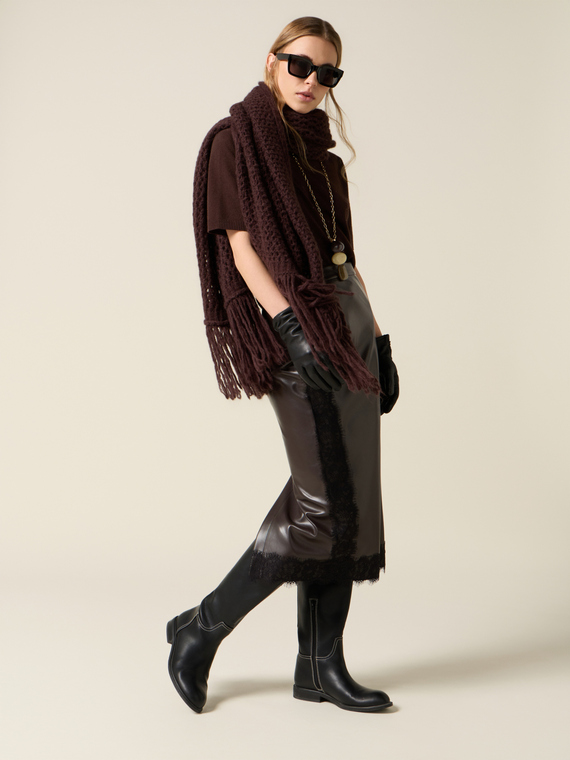 Gonna tubino midi con inserti in pizzo