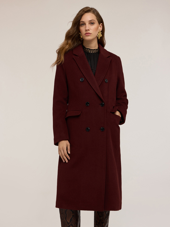 Manteau croisé en drap de laine mélangée