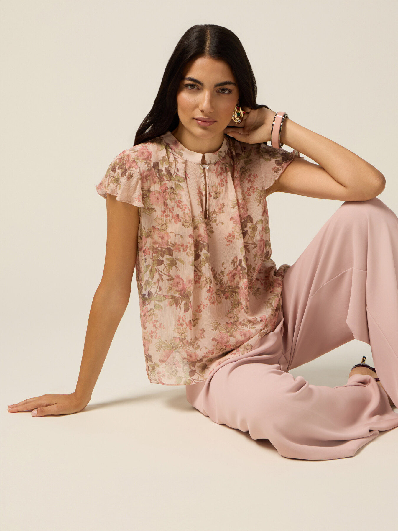 Blusa in viscosa fantasia image number 3