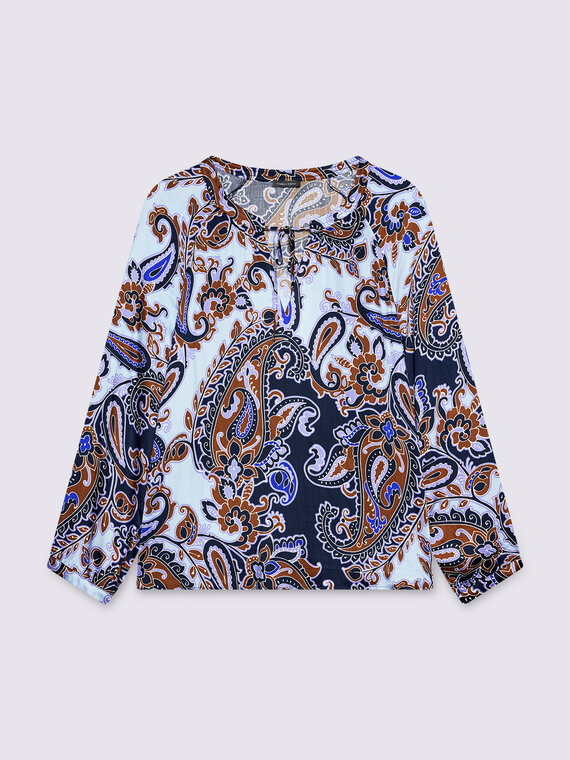 Blusa con estampado de cachemir en viscosa