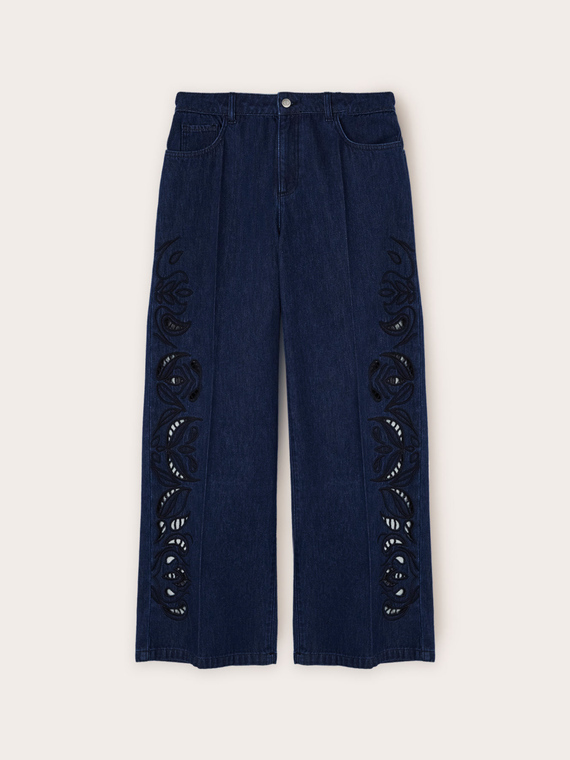 Jeans wide slouchy con ricamo