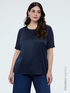 Bi-material t-shirt with round neckline image number 0