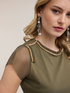 T-shirt with tulle sleeves and jewel embroidery image number 2