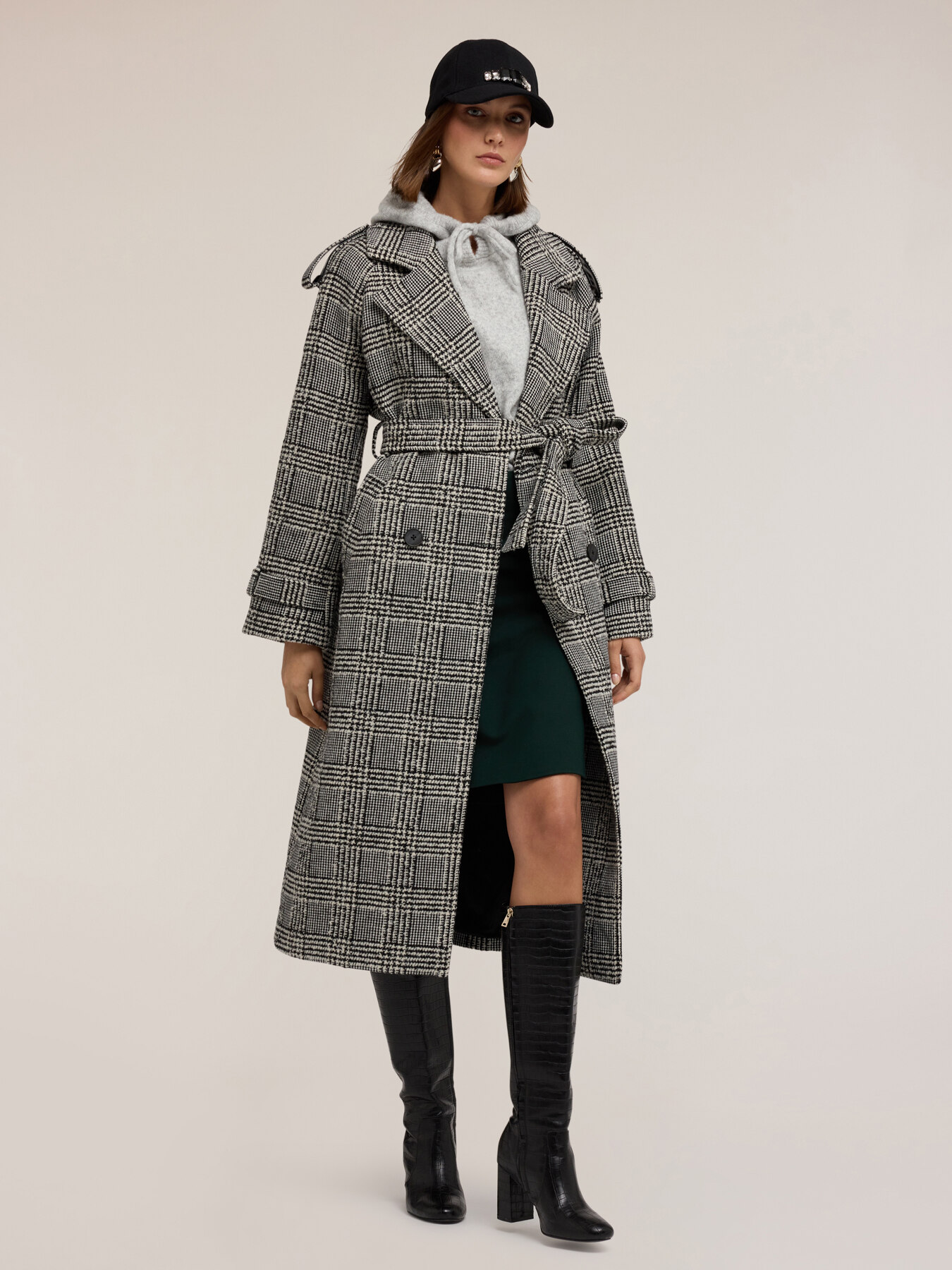 Mixed wool coat in check pattern image number 0