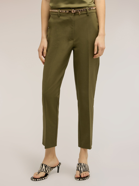 Regular fit cotton viscose blend trousers