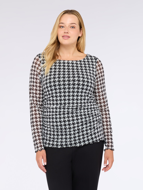 T-shirt in tulle motivo pied-de-poule