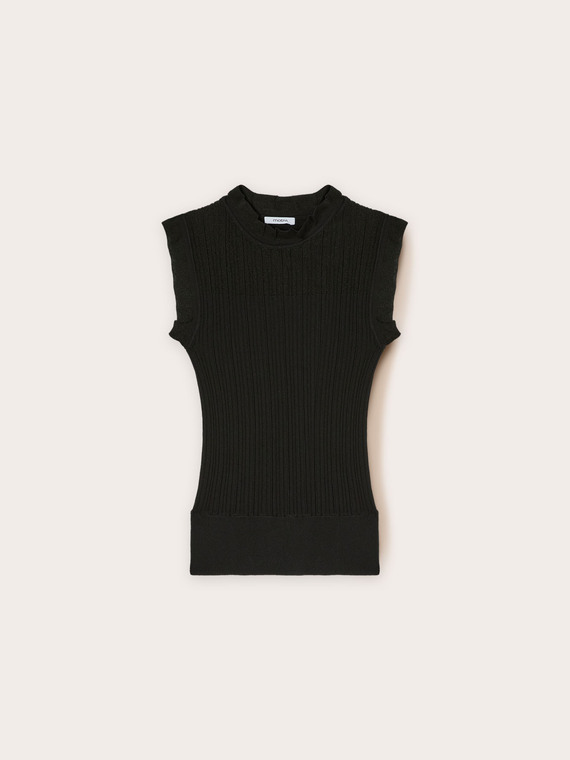 Top en maille côtelée
