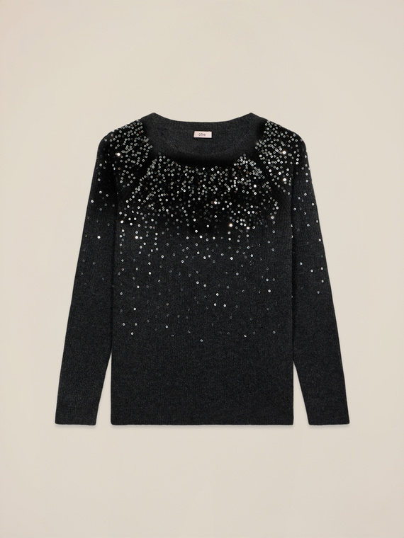 Maglia misto lana con paillettes