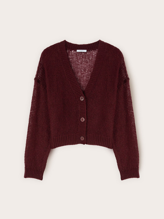 Cardigan en maille ajour&eacute;e m&eacute;lange mohair