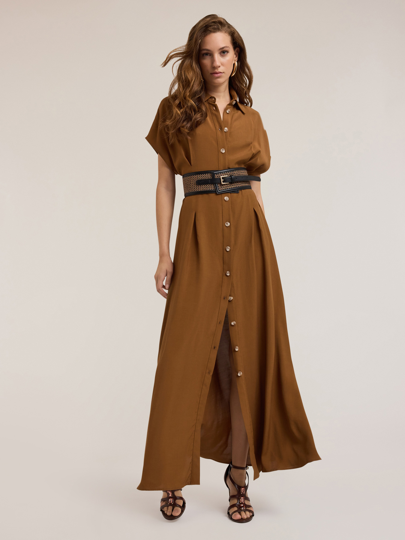 Vestito lungo chemisier in viscosa image number 3