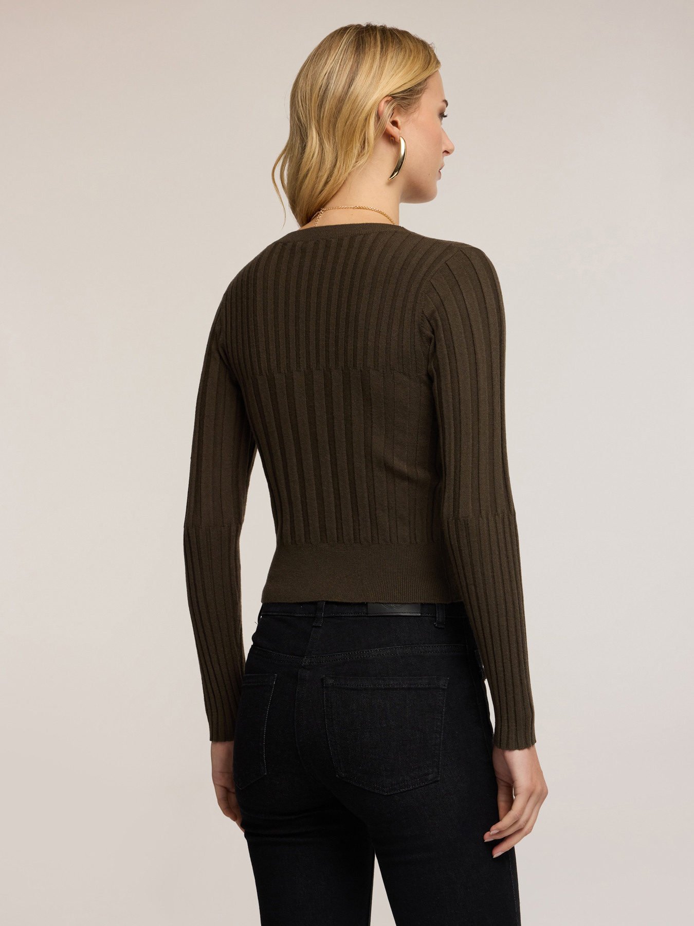 Fine ribbed knit cardigan image number 1