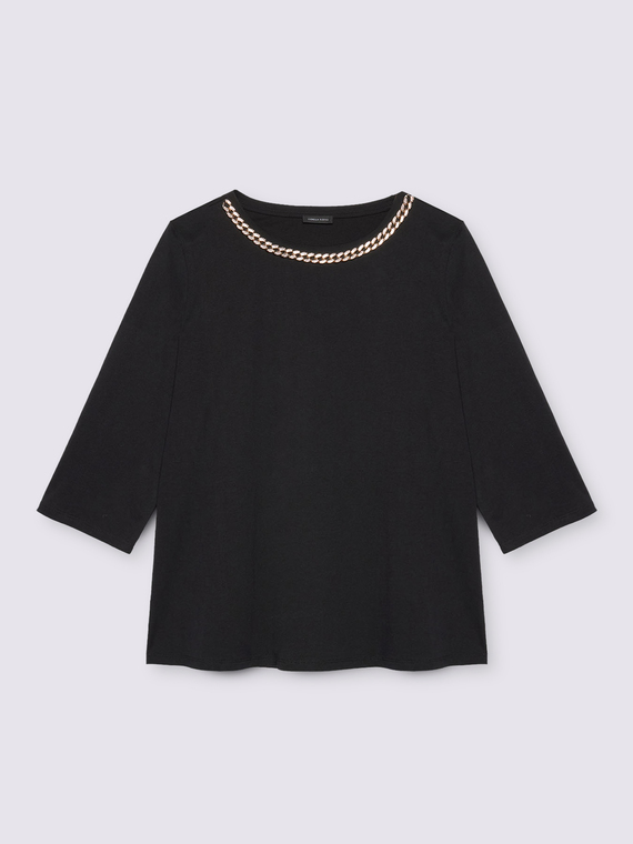 T-Shirt aus Jersey mit Kette am Ausschnitt
