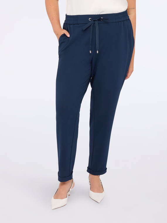 Stretch fabric joggers with drawstring