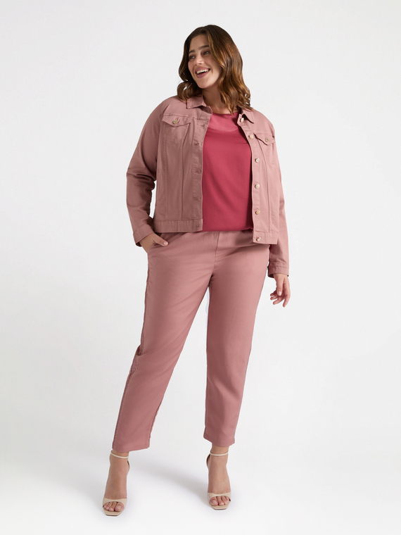 Pantaloni con bordi ricamati