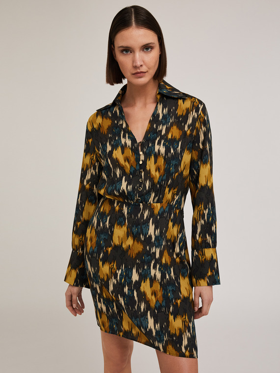 Robe chemisier imprimée en crêpe