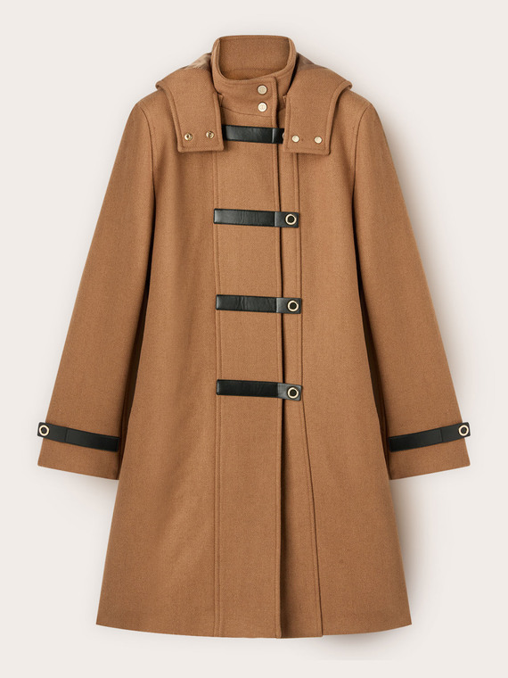 Mixed wool cloth coat with inserts