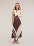 Long dress in pleated georgette with print image number 3