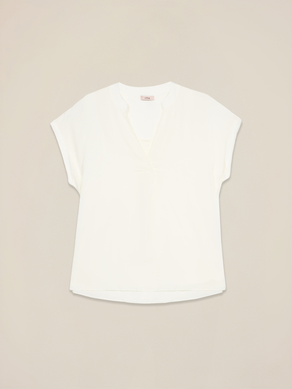 Viscose blouse with satin trim
