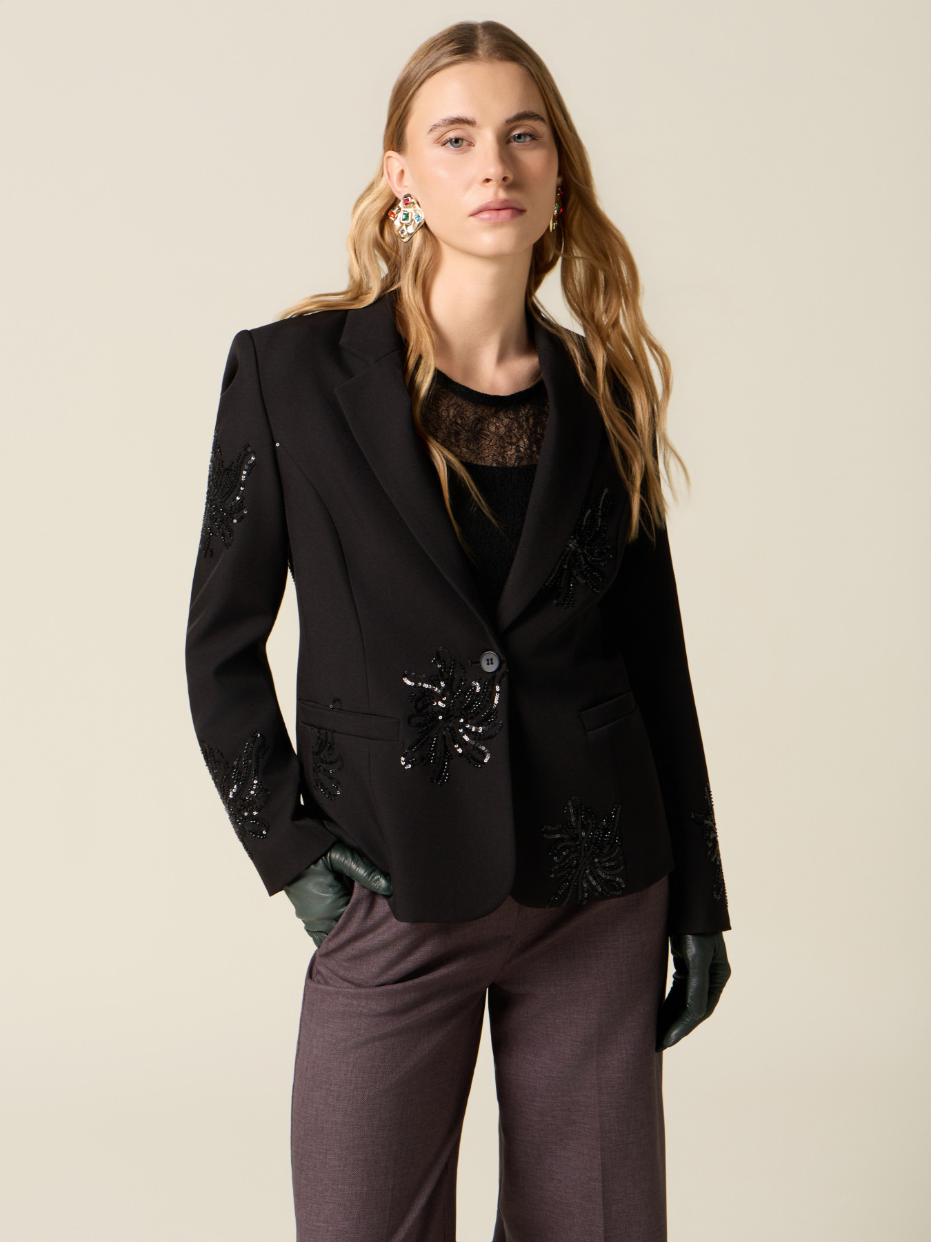 Blazer with sequin embroidery image number 0