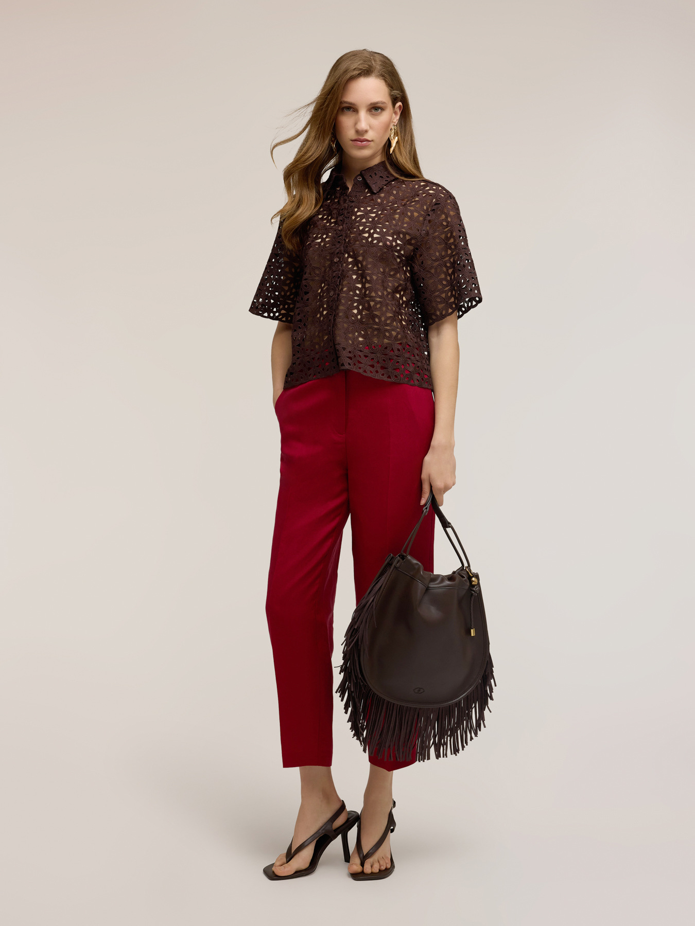 Boxy macram&eacute; lace shirt image number 0