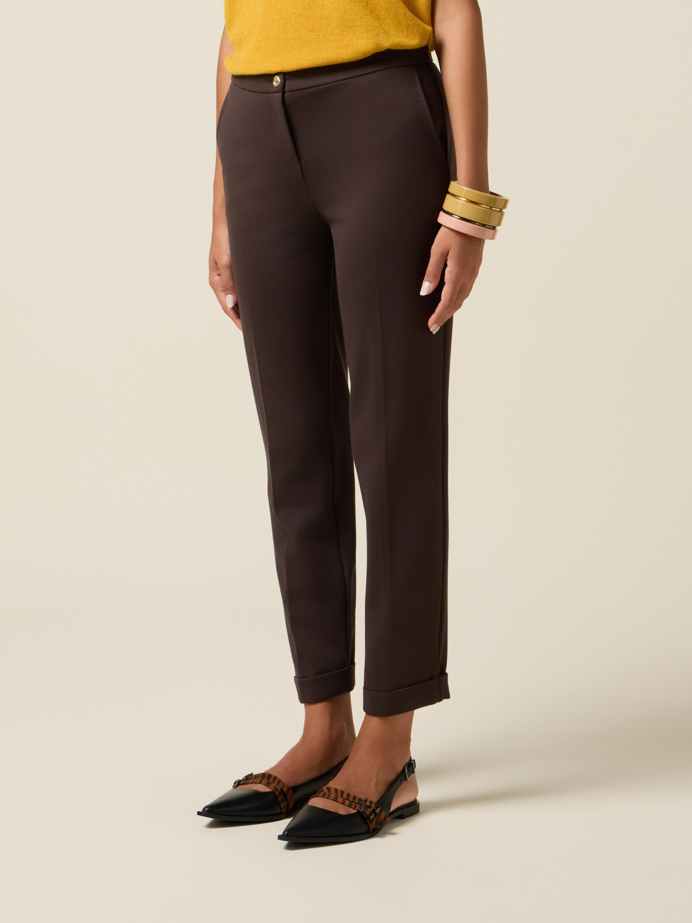 Pantaloni regular in punto milano image number 3