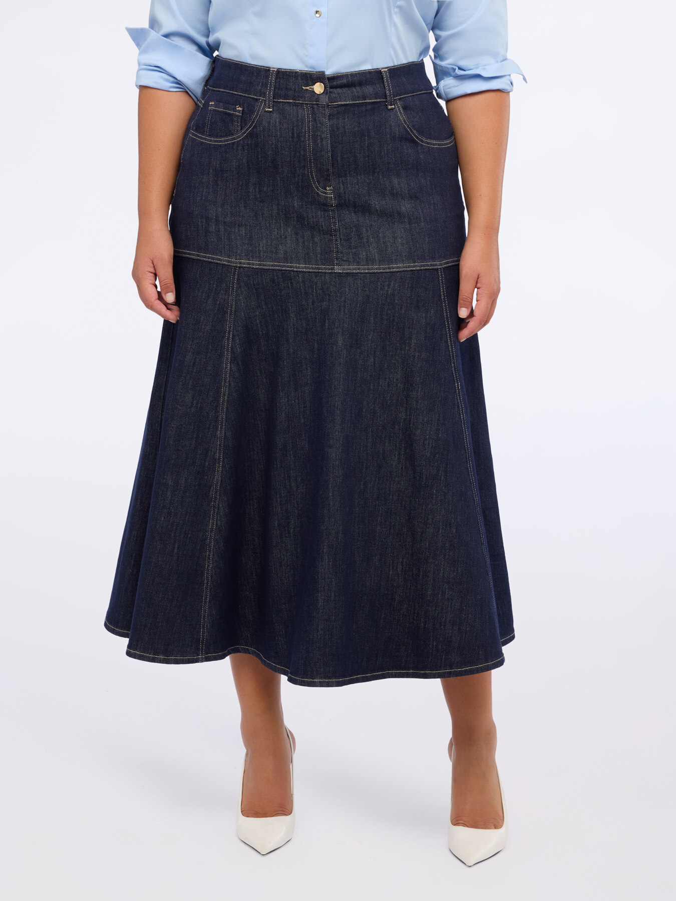 Falda larga de mezclilla image number 2