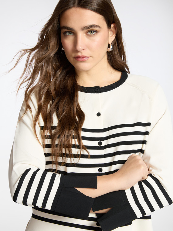 Cardigan rigato misto viscosa