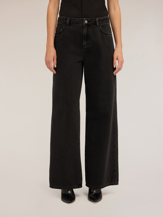 Black wide leg slouchy jeans