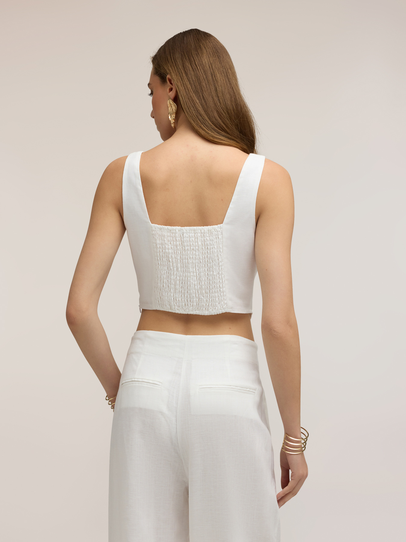 Bustier top in linen lyocell blend image number 1