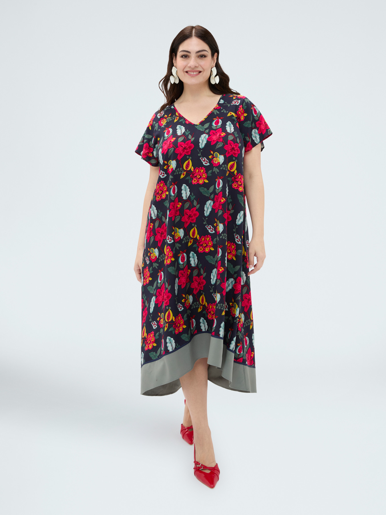 Robe longue en viscose &agrave; imprim&eacute; fleuri image number 0