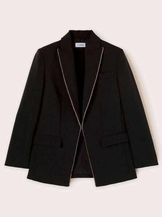 Veste en crêpe avec détail de chaîne métallique