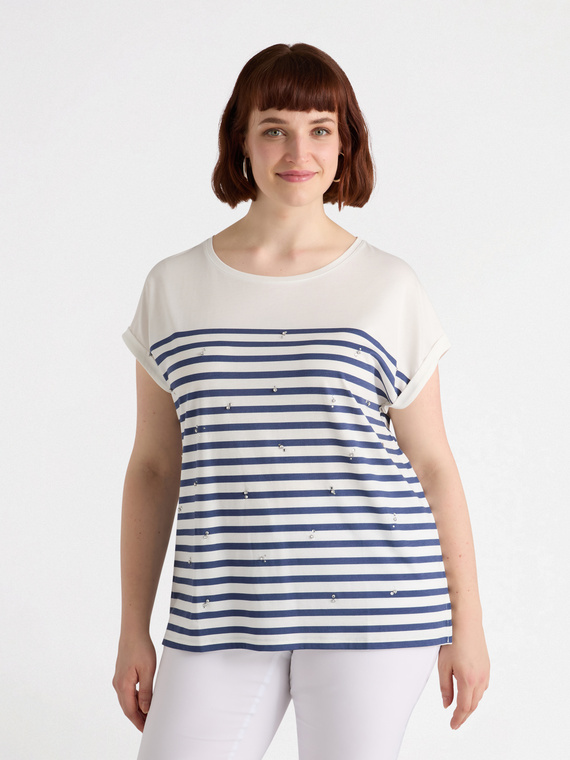 Striped T-shirt with embroidery