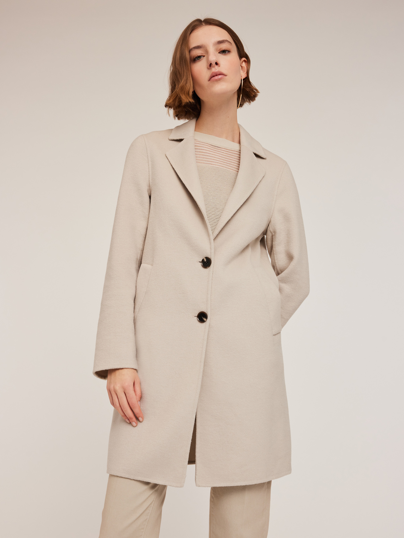 Palton din l&acirc;nă fără căptușeală image number 0