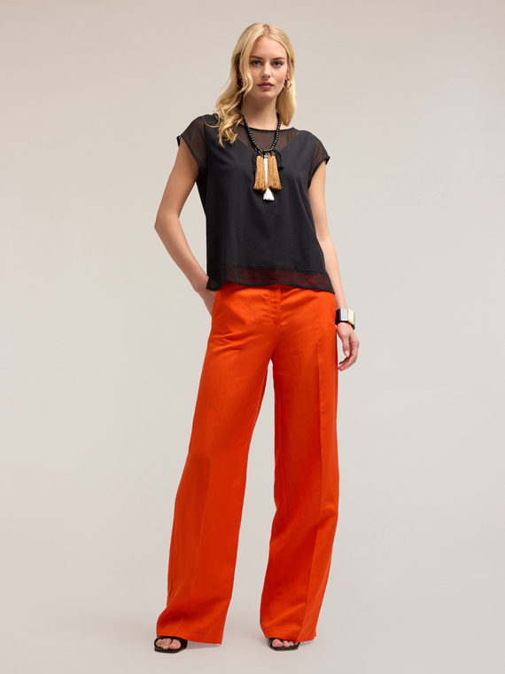 Jersey t-shirt with georgette inserts