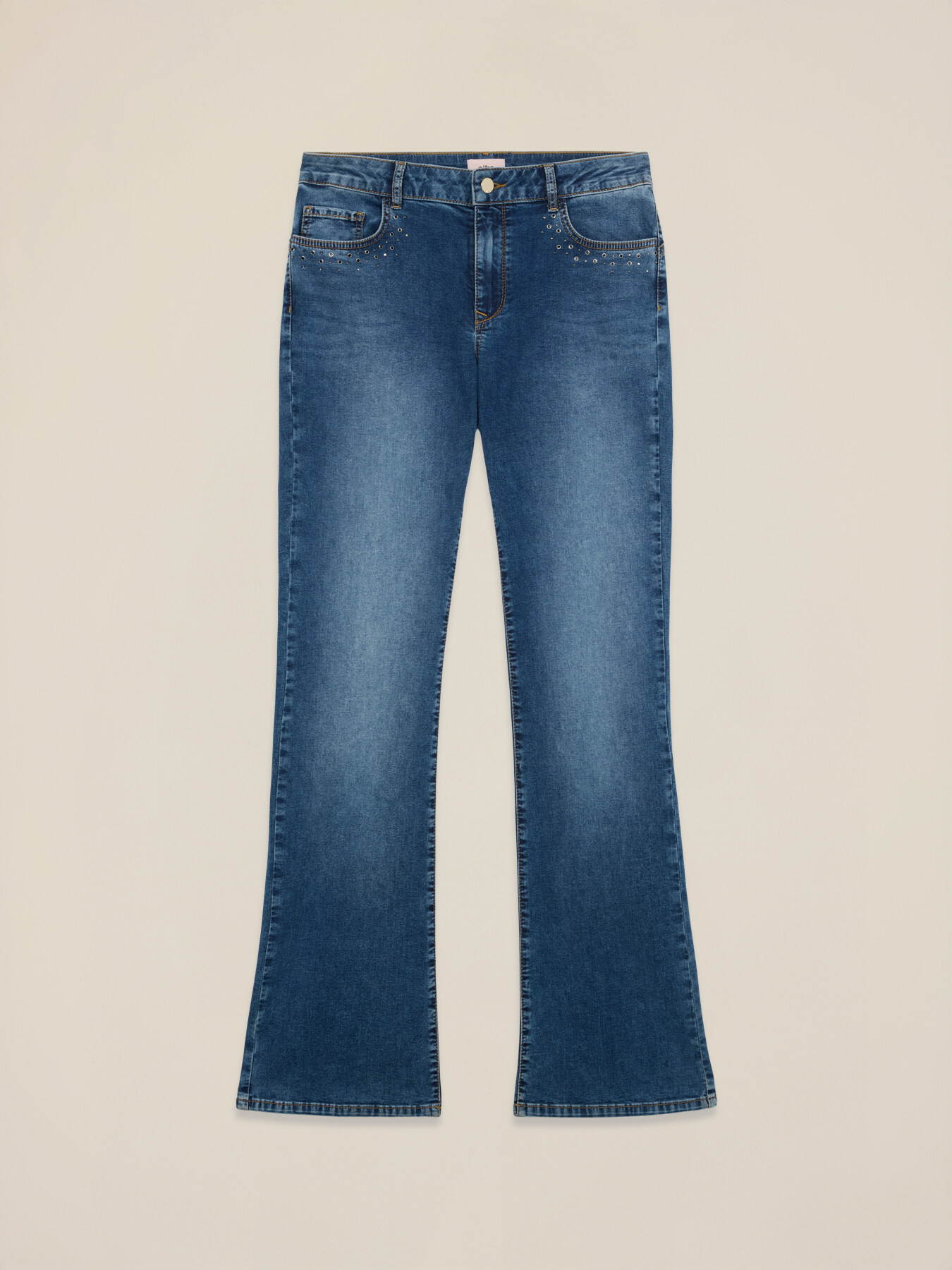 Flare jeans in denim with studs image number 0
