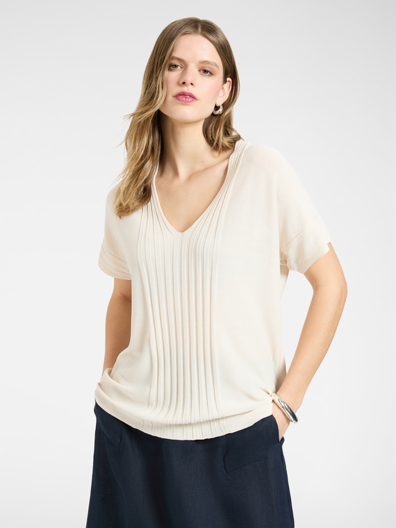 Ribbed viscose blend jumper