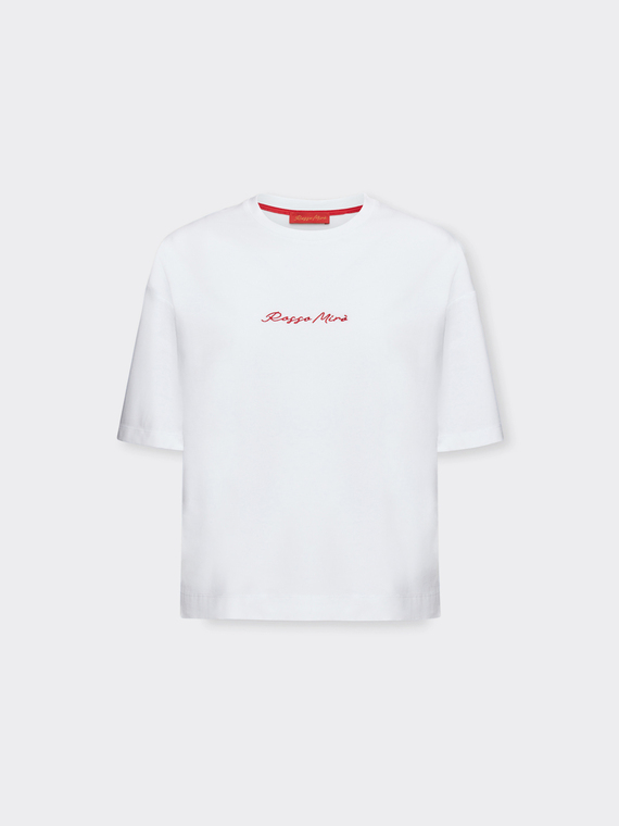 T-shirt con scritta ricamata