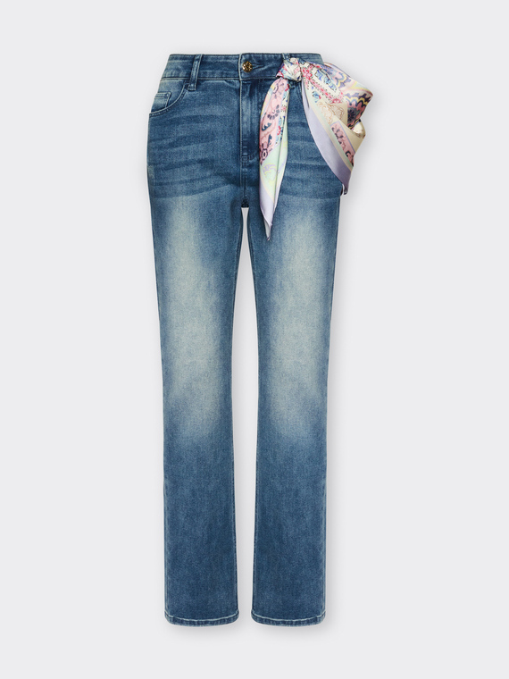 Regular jeans with scarf, "Rose"