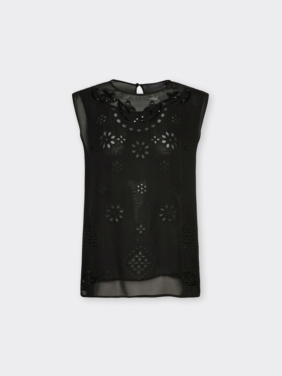 Blusa in georgette traforata