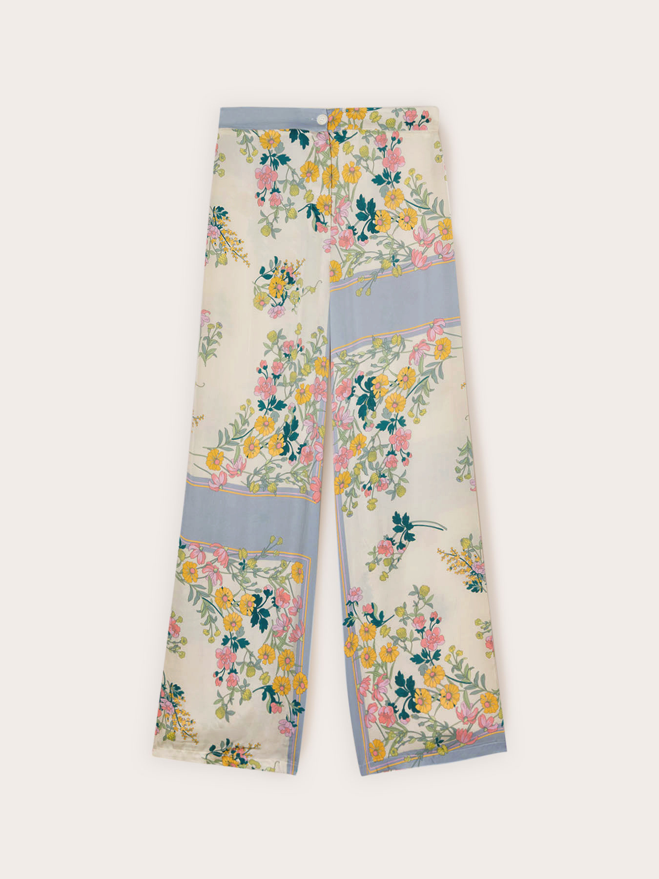 Palazzo pants in printed satin image number 4