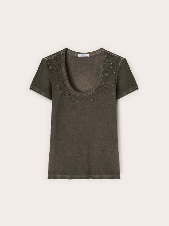 T-shirt with rhinestone embellishments