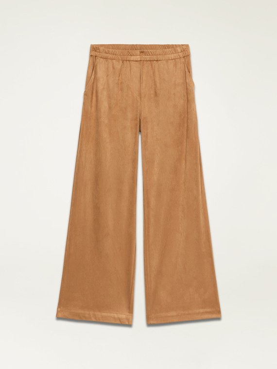 Pantaloni palazzo cu efect de piele întoarsă
