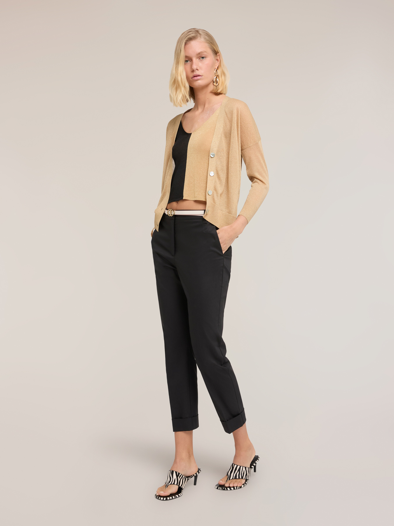 Viscose lurex blend cardigan image number 3